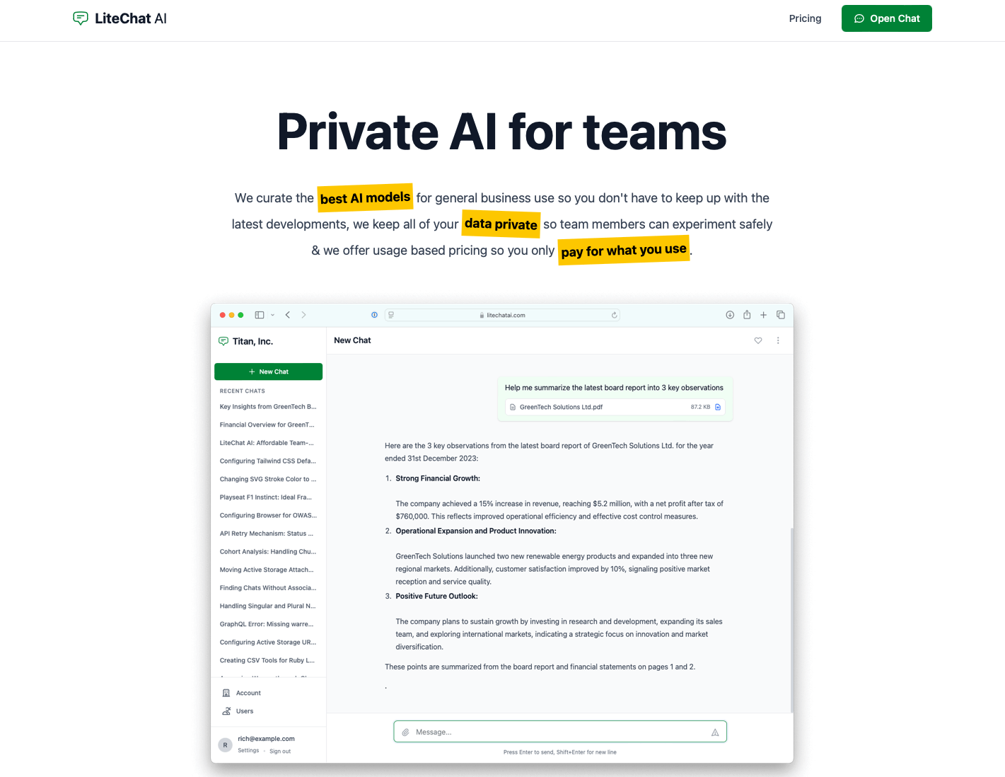 LiteChat AI Interface